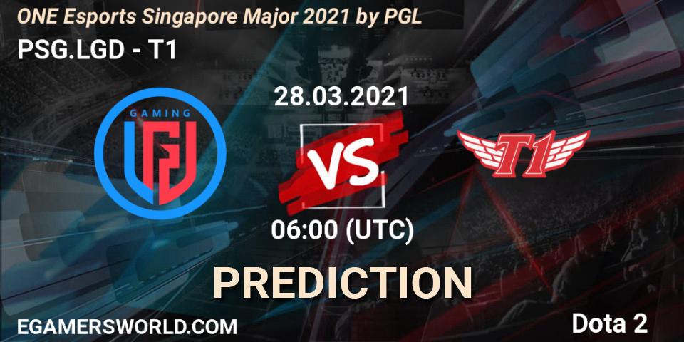 Prognose für das Spiel PSG.LGD VS T1. 28.03.2021 at 06:40. Dota 2 - ONE Esports Singapore Major 2021