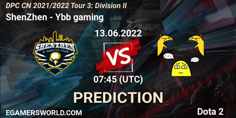 Prognose für das Spiel ShenZhen VS Ybb gaming. 13.06.22. Dota 2 - DPC CN 2021/2022 Tour 3: Division II