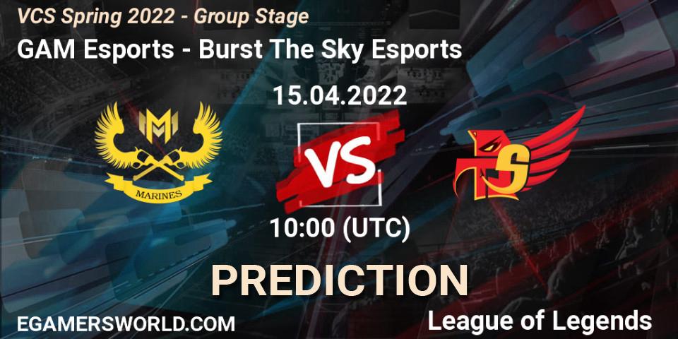 Prognose für das Spiel GAM Esports VS Burst The Sky Esports. 10.04.22. LoL - VCS Spring 2022 - Group Stage 