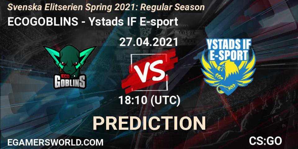 Prognose für das Spiel ECOGOBLINS VS Ystads IF E-sport. 27.04.2021 at 18:10. Counter-Strike (CS2) - Svenska Elitserien Spring 2021: Regular Season