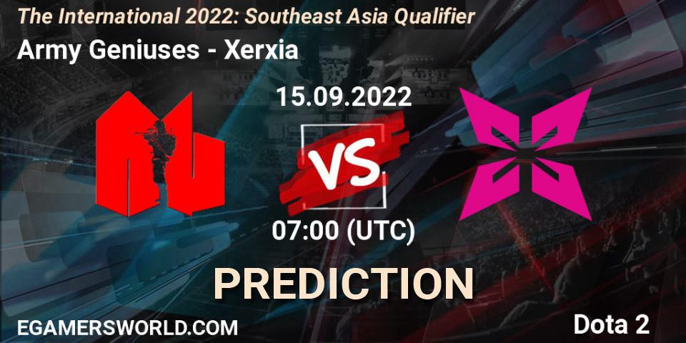 Prognose für das Spiel Army Geniuses VS Xerxia. 15.09.22. Dota 2 - The International 2022: Southeast Asia Qualifier
