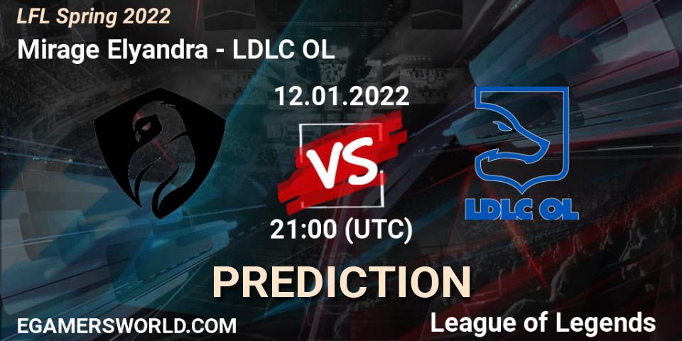Prognose für das Spiel Mirage Elyandra VS LDLC OL. 12.01.2022 at 21:30. LoL - LFL Spring 2022