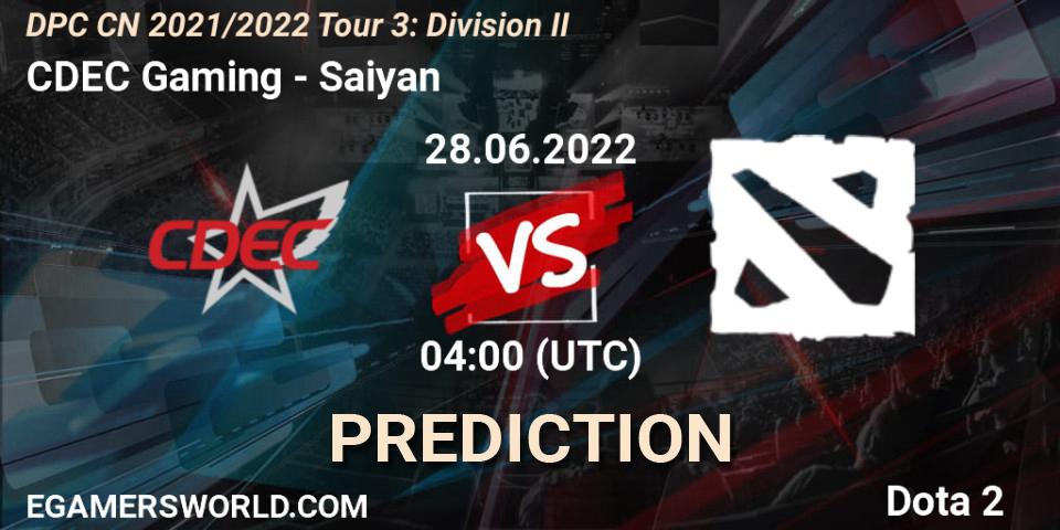 Prognose für das Spiel CDEC Gaming VS Saiyan. 28.06.22. Dota 2 - DPC CN 2021/2022 Tour 3: Division II
