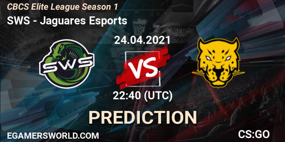 Prognose für das Spiel SWS VS Jaguares Esports. 24.04.2021 at 22:40. Counter-Strike (CS2) - CBCS Elite League Season 1