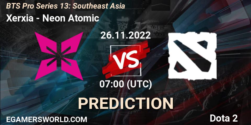 Prognose für das Spiel Xerxia VS Neon Atomic. 26.11.22. Dota 2 - BTS Pro Series 13: Southeast Asia