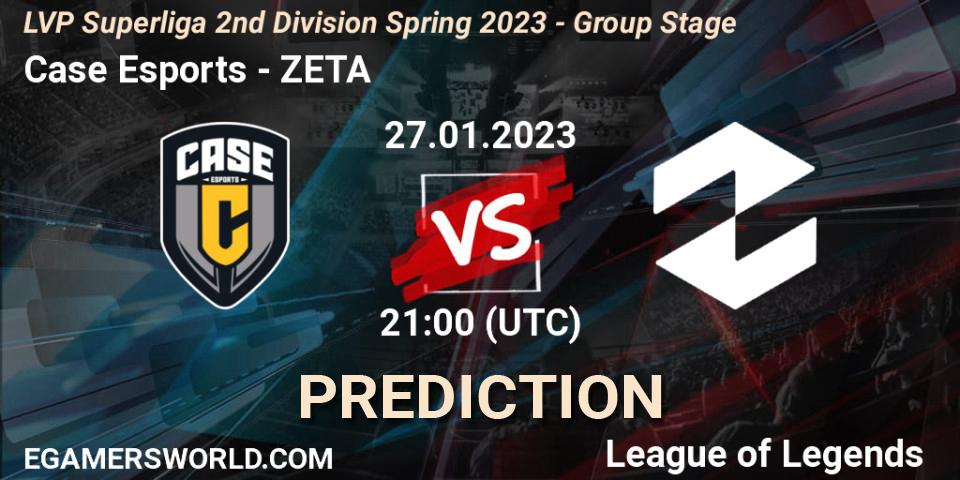 Prognose für das Spiel Case Esports VS ZETA. 27.01.2023 at 21:00. LoL - LVP Superliga 2nd Division Spring 2023 - Group Stage