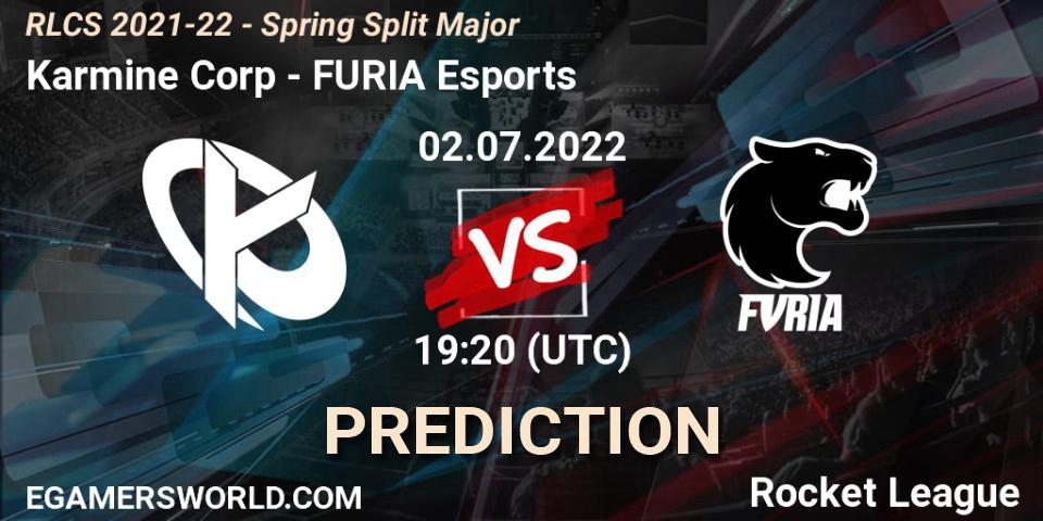 Prognose für das Spiel Karmine Corp VS FURIA Esports. 02.07.2022 at 19:20. Rocket League - RLCS 2021-22 - Spring Split Major