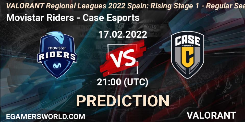 Prognose für das Spiel Movistar Riders VS Case Esports. 17.02.2022 at 21:00. VALORANT - VALORANT Regional Leagues 2022 Spain: Rising Stage 1 - Regular Season