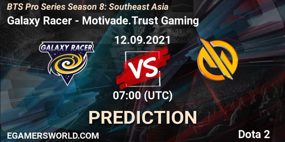 Prognose für das Spiel Galaxy Racer VS Motivate.Trust Gaming. 18.09.21. Dota 2 - BTS Pro Series Season 8: Southeast Asia