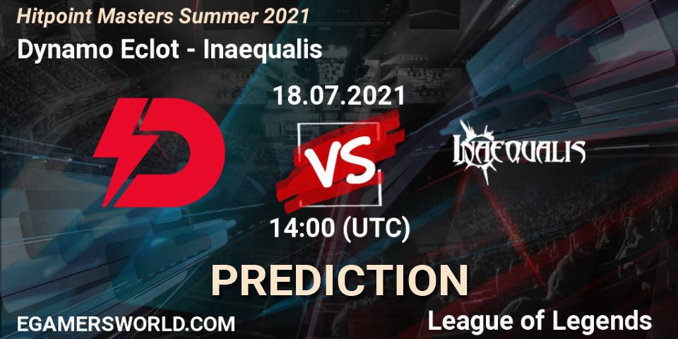 Prognose für das Spiel Dynamo Eclot VS Inaequalis. 18.07.2021 at 14:00. LoL - Hitpoint Masters Summer 2021
