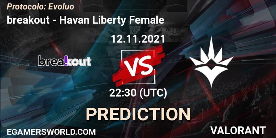 Prognose für das Spiel breakout VS Havan Liberty Female. 12.11.2021 at 22:30. VALORANT - Protocolo: Evolução