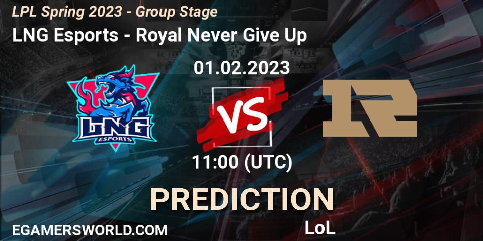 Prognose für das Spiel LNG Esports VS Royal Never Give Up. 01.02.23. LoL - LPL Spring 2023 - Group Stage