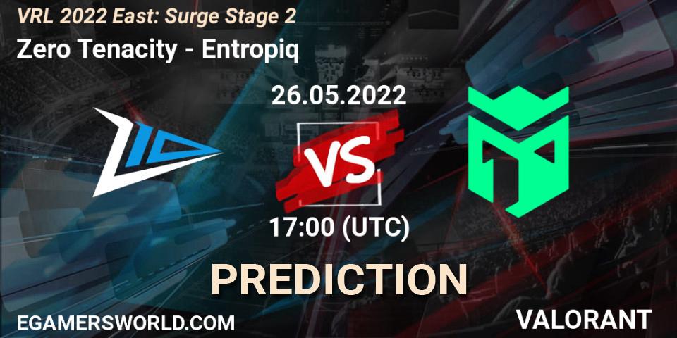Prognose für das Spiel Zero Tenacity VS Entropiq. 26.05.2022 at 17:15. VALORANT - VRL 2022 East: Surge Stage 2