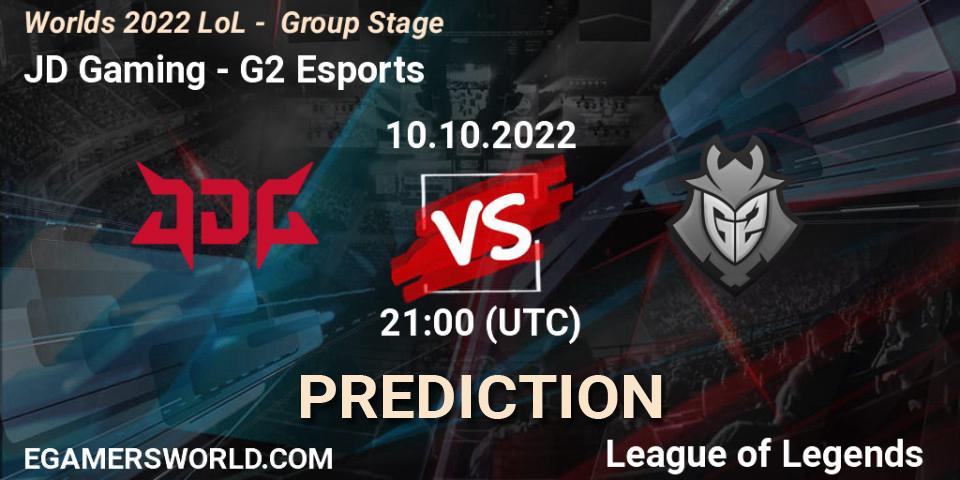 Prognose für das Spiel JD Gaming VS G2 Esports. 10.10.2022 at 21:00. LoL - Worlds 2022 LoL - Group Stage