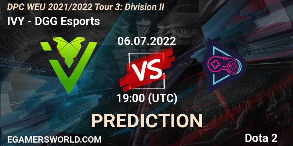 Prognose für das Spiel IVY VS DGG Esports. 06.07.2022 at 19:01. Dota 2 - DPC WEU 2021/2022 Tour 3: Division II