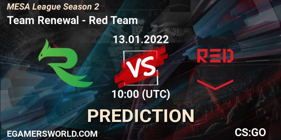 Prognose für das Spiel Team Renewal VS Red Team. 13.01.2022 at 10:00. Counter-Strike (CS2) - MESA League Season 2