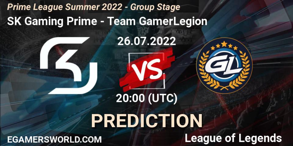Prognose für das Spiel SK Gaming Prime VS Team GamerLegion. 26.07.2022 at 20:00. LoL - Prime League Summer 2022 - Group Stage