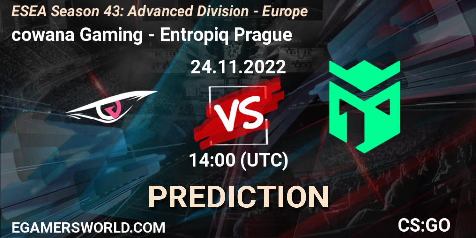 Prognose für das Spiel cowana Gaming VS Entropiq Prague. 24.11.22. CS2 (CS:GO) - ESEA Season 43: Advanced Division - Europe