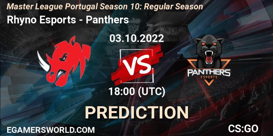 Prognose für das Spiel Rhyno Esports VS Panthers. 03.10.2022 at 18:00. Counter-Strike (CS2) - Master League Portugal Season 10: Regular Season