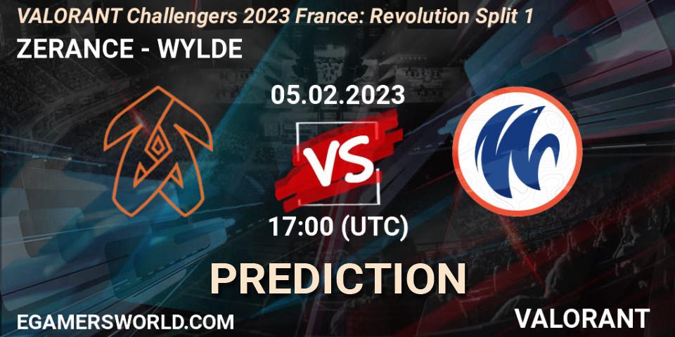 Prognose für das Spiel ZERANCE VS WYLDE. 05.02.23. VALORANT - VALORANT Challengers 2023 France: Revolution Split 1