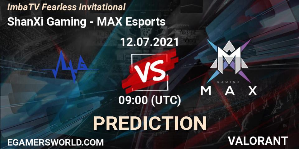 Prognose für das Spiel ShanXi Gaming VS MAX Esports. 12.07.2021 at 09:00. VALORANT - ImbaTV Fearless Invitational