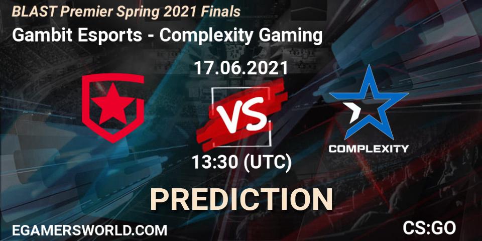 Prognose für das Spiel Gambit Esports VS Complexity Gaming. 17.06.21. CS2 (CS:GO) - BLAST Premier Spring 2021 Finals