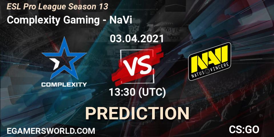 Prognose für das Spiel Complexity Gaming VS NaVi. 03.04.21. CS2 (CS:GO) - ESL Pro League Season 13