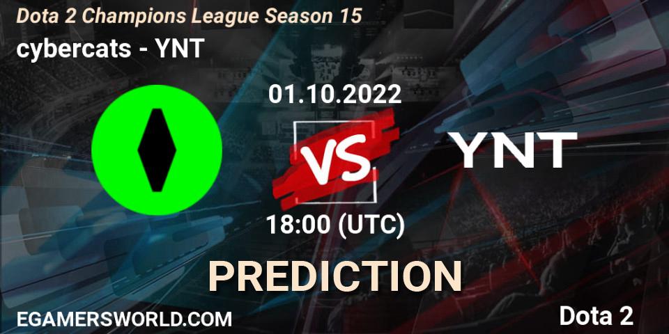 Prognose für das Spiel cybercats VS YNT. 01.10.2022 at 18:00. Dota 2 - Dota 2 Champions League Season 15