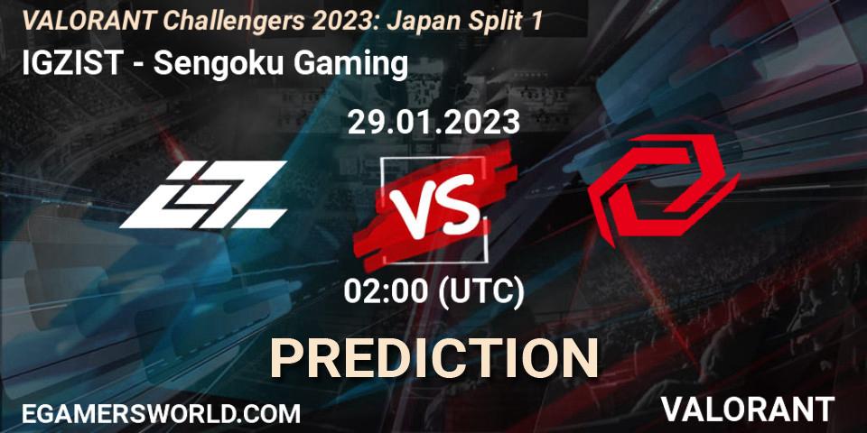 Prognose für das Spiel IGZIST VS Sengoku Gaming. 29.01.23. VALORANT - VALORANT Challengers 2023: Japan Split 1