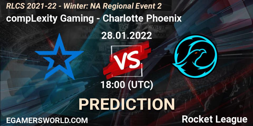Prognose für das Spiel compLexity Gaming VS Charlotte Phoenix. 28.01.2022 at 18:00. Rocket League - RLCS 2021-22 - Winter: NA Regional Event 2