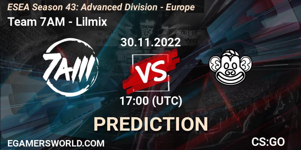 Prognose für das Spiel Team 7AM VS Lilmix. 30.11.22. CS2 (CS:GO) - ESEA Season 43: Advanced Division - Europe