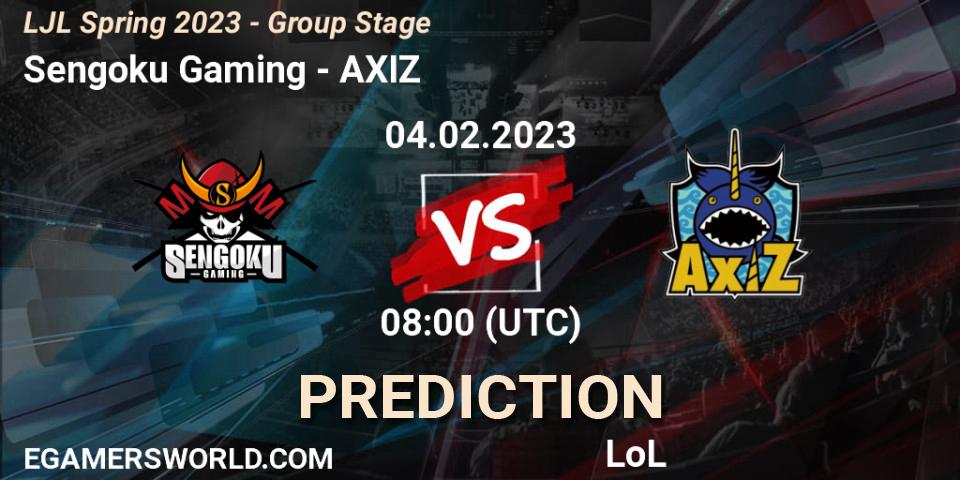 Prognose für das Spiel Sengoku Gaming VS AXIZ. 04.02.23. LoL - LJL Spring 2023 - Group Stage