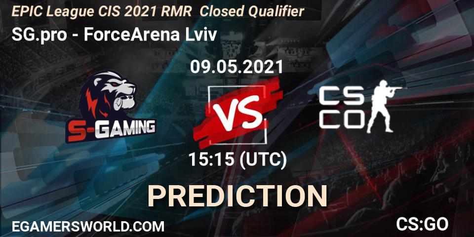 Prognose für das Spiel SG.pro VS ForceArena Lviv. 09.05.2021 at 15:15. Counter-Strike (CS2) - EPIC League CIS 2021 RMR Closed Qualifier