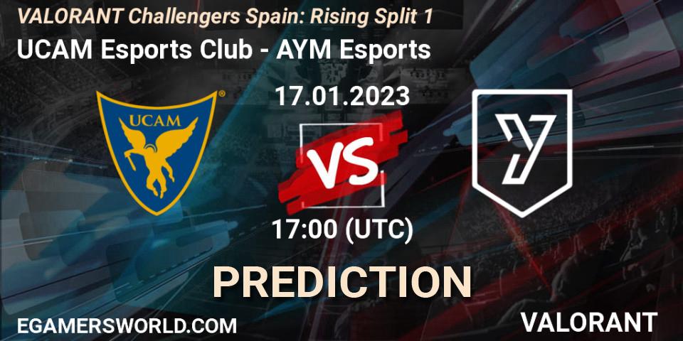 Prognose für das Spiel UCAM Esports Club VS AYM Esports. 17.01.2023 at 17:20. VALORANT - VALORANT Challengers 2023 Spain: Rising Split 1