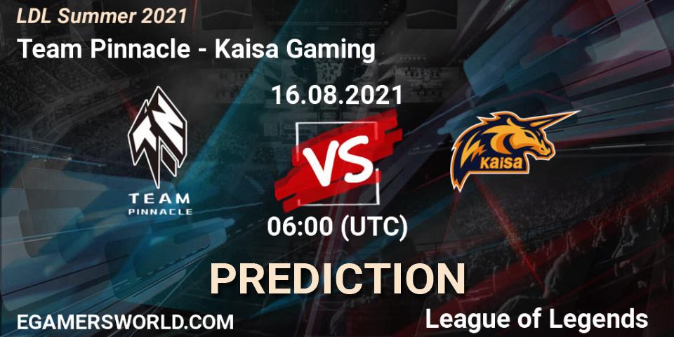Prognose für das Spiel Team Pinnacle VS Kaisa Gaming. 16.08.21. LoL - LDL Summer 2021
