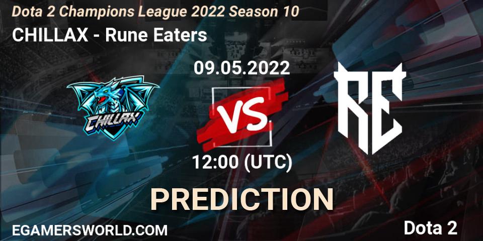 Prognose für das Spiel CHILLAX VS Rune Eaters. 09.05.2022 at 12:01. Dota 2 - Dota 2 Champions League 2022 Season 10 