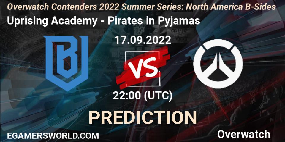 Prognose für das Spiel Uprising Academy VS Pirates in Pyjamas. 17.09.22. Overwatch - Overwatch Contenders 2022 Summer Series: North America B-Sides