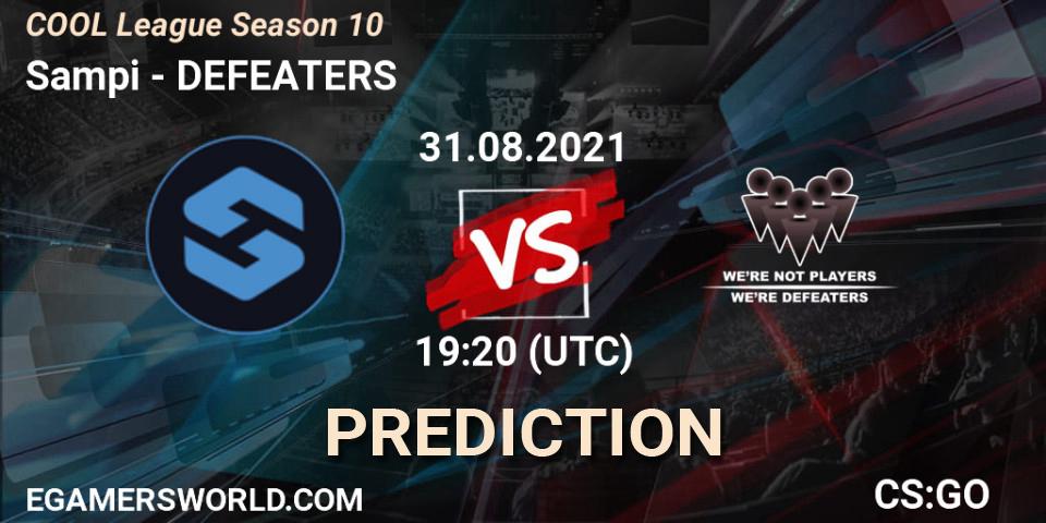 Prognose für das Spiel Sampi VS DEFEATERS. 31.08.2021 at 19:20. Counter-Strike (CS2) - COOL League Season 10
