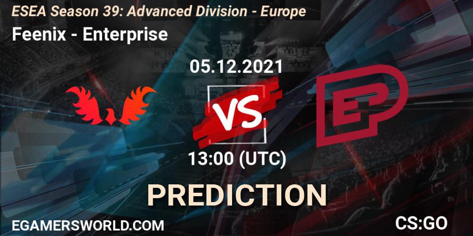 Prognose für das Spiel Feenix VS Enterprise. 05.12.2021 at 13:00. Counter-Strike (CS2) - ESEA Season 39: Advanced Division - Europe