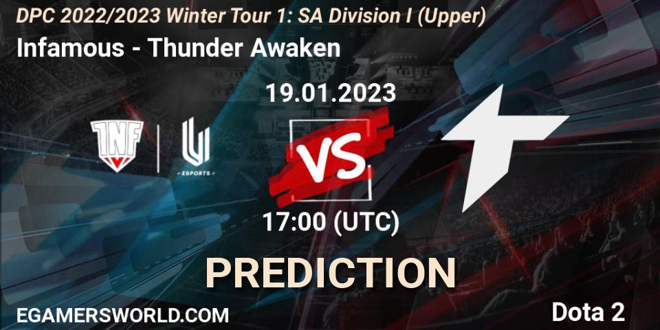 Prognose für das Spiel Infamous VS Thunder Awaken. 19.01.23. Dota 2 - DPC 2022/2023 Winter Tour 1: SA Division I (Upper) 