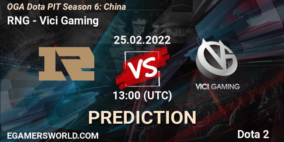 Prognose für das Spiel RNG VS Vici Gaming. 25.02.22. Dota 2 - OGA Dota PIT Season 6: China