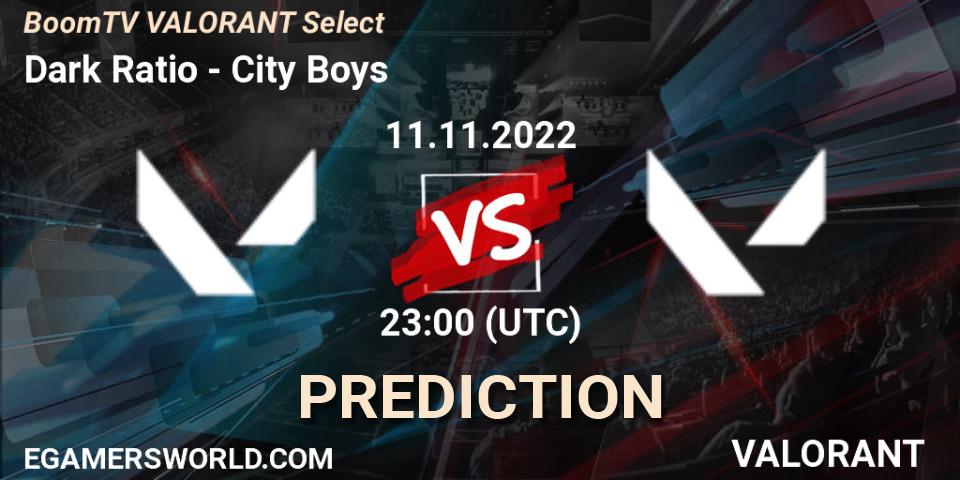 Prognose für das Spiel Dark Ratio VS City Boys. 11.11.2022 at 23:00. VALORANT - BoomTV VALORANT Select