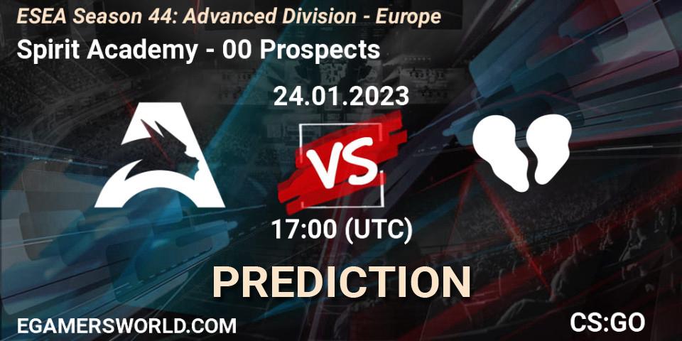 Prognose für das Spiel Spirit Academy VS 00 Prospects. 26.01.23. CS2 (CS:GO) - ESEA Season 44: Advanced Division - Europe