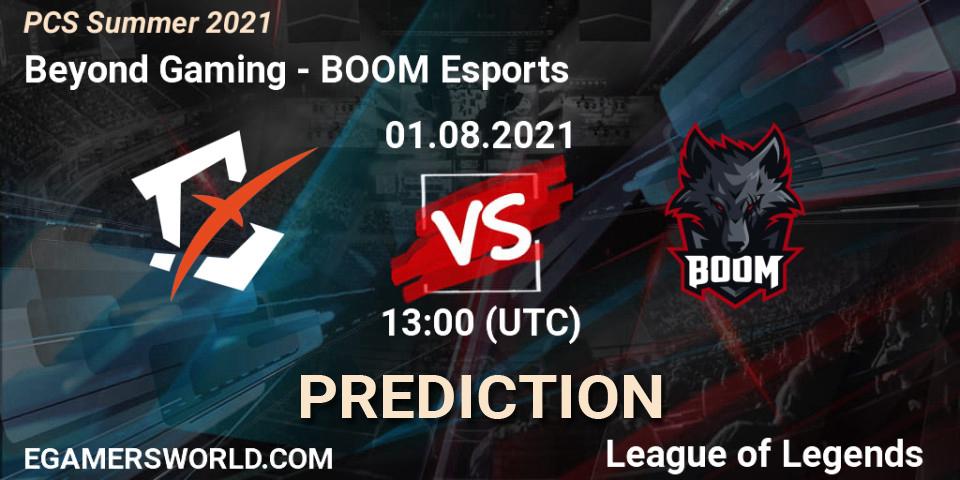 Prognose für das Spiel Beyond Gaming VS BOOM Esports. 01.08.21. LoL - PCS Summer 2021