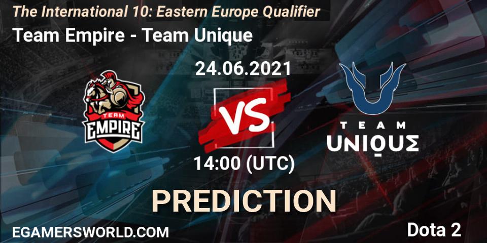 Prognose für das Spiel Team Empire VS Team Unique. 24.06.21. Dota 2 - The International 10: Eastern Europe Qualifier