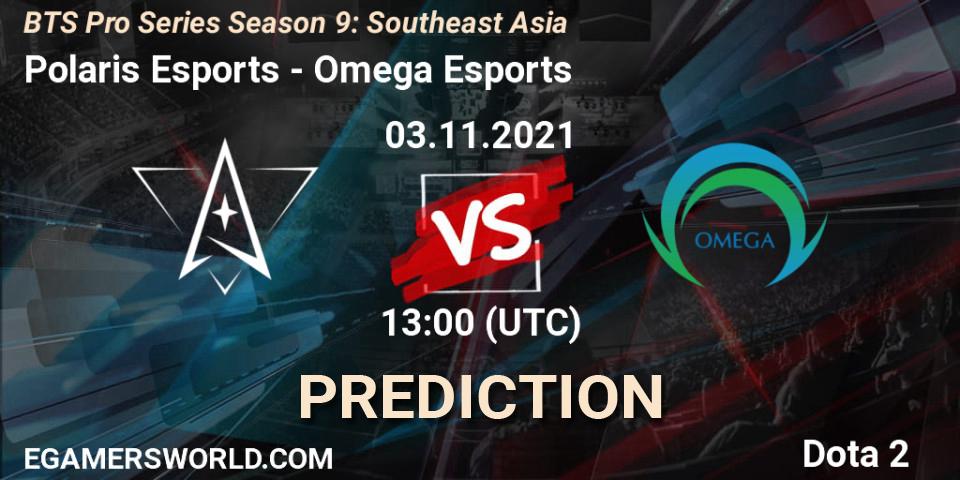 Prognose für das Spiel Polaris Esports VS Omega Esports. 03.11.2021 at 13:20. Dota 2 - BTS Pro Series Season 9: Southeast Asia