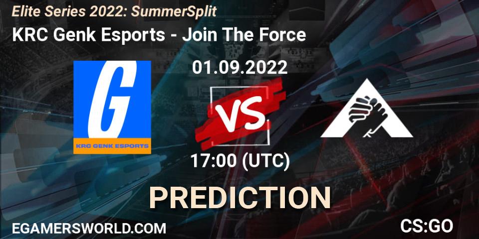 Prognose für das Spiel KRC Genk Esports VS JoinTheForce. 01.09.2022 at 17:00. Counter-Strike (CS2) - Elite Series 2022: Summer Split