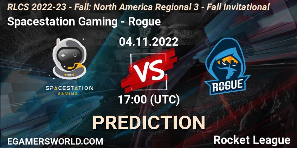 Prognose für das Spiel Spacestation Gaming VS Rogue. 04.11.22. Rocket League - RLCS 2022-23 - Fall: North America Regional 3 - Fall Invitational