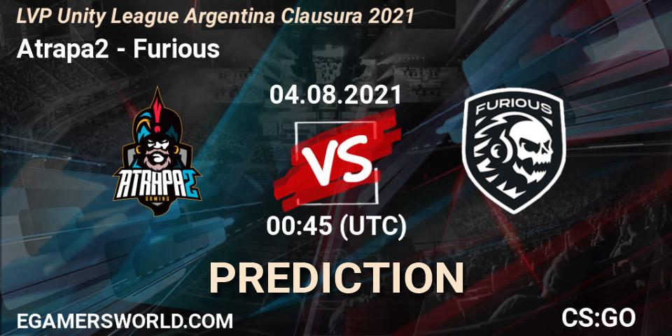 Prognose für das Spiel Atrapa2 VS Furious. 04.08.21. CS2 (CS:GO) - LVP Unity League Argentina Clausura 2021