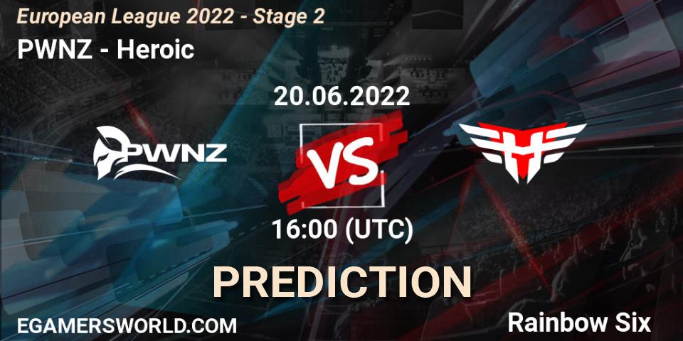 Prognose für das Spiel PWNZ VS Heroic. 20.06.2022 at 16:00. Rainbow Six - European League 2022 - Stage 2